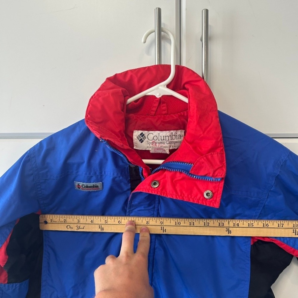 Vintage Columbia Youth Medium Blue Red Windbreaker Jacket Full Zip Sportswear - Picture 6 of 15